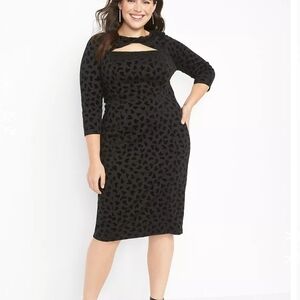 Lane Bryant NWT Twist-Neck Flocked Heart Bodycon Dress Size 14